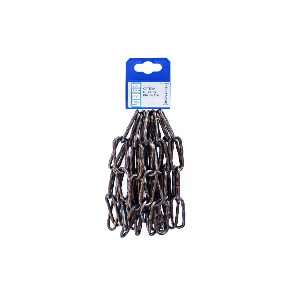 Catena ritorta pretagliata Ã˜ 4 mm. in acciaio bronzato 2,5 mt.