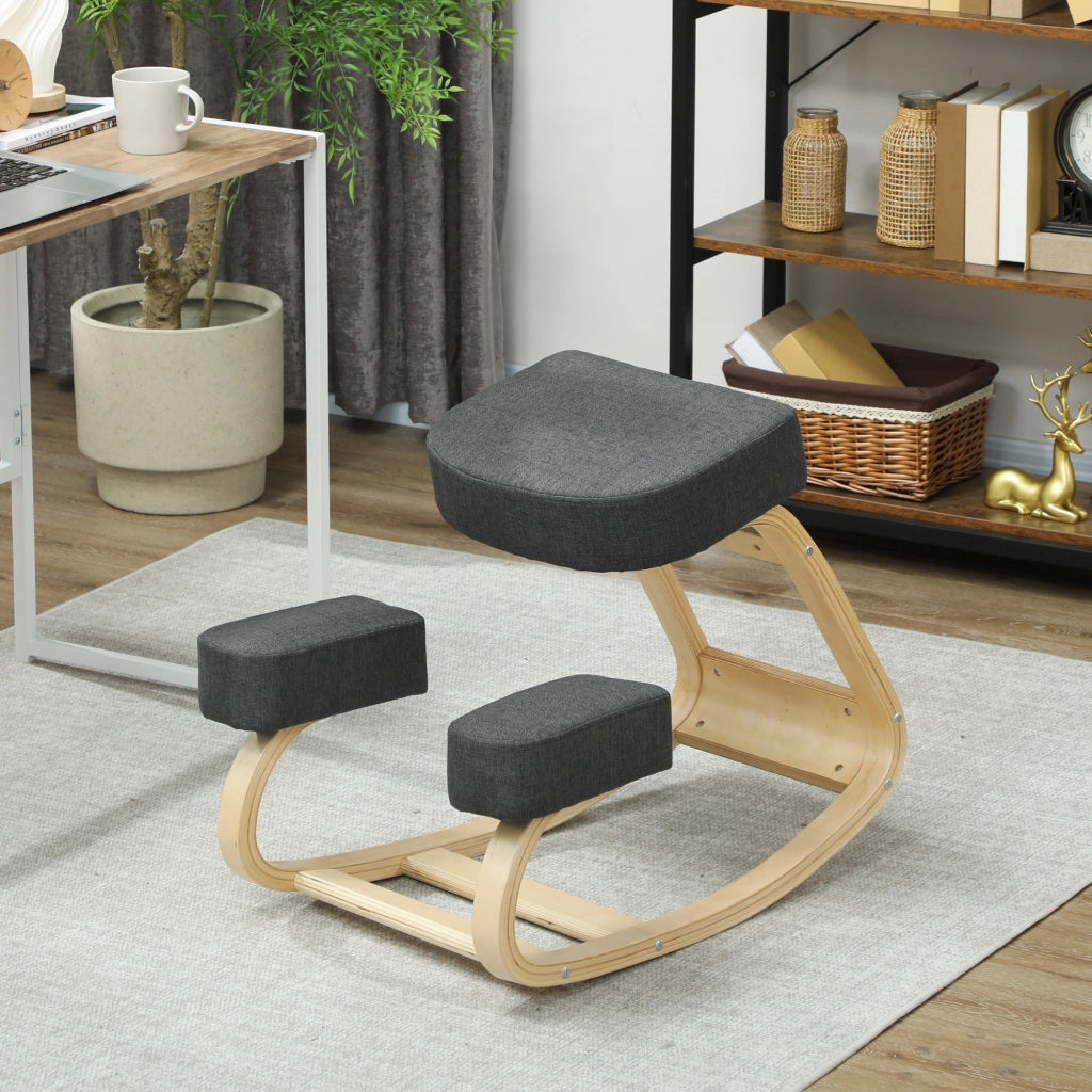 Sgabello ergonomico in legno di betulla ¨C zephmum ¨C grigio scuro