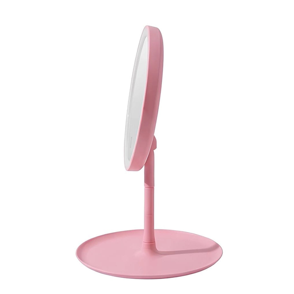 Specchio da trucco rotondo a LED con base e controllo frontale Rosa Avizar