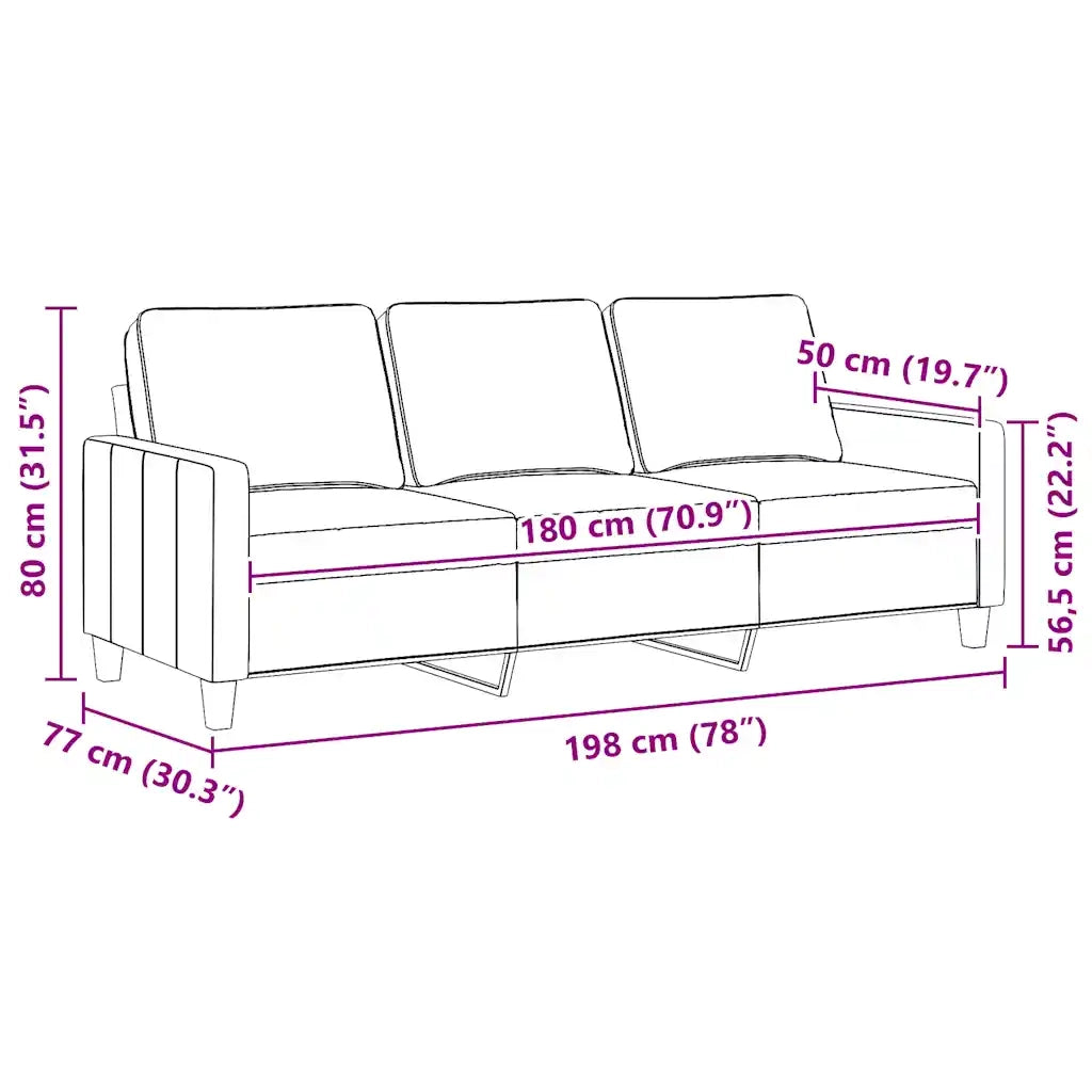 Divano a 3 Posti Marrone 180 cm in Tessuto 359174