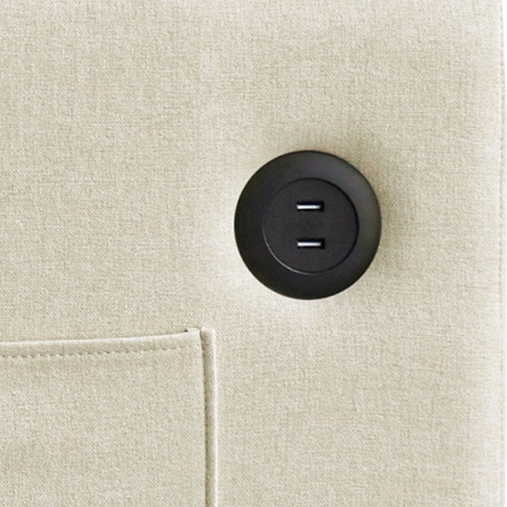 Divano letto 2 posti 3 in 1 beige in tessuto effetto lino con schienale regolabile; USB e tasche