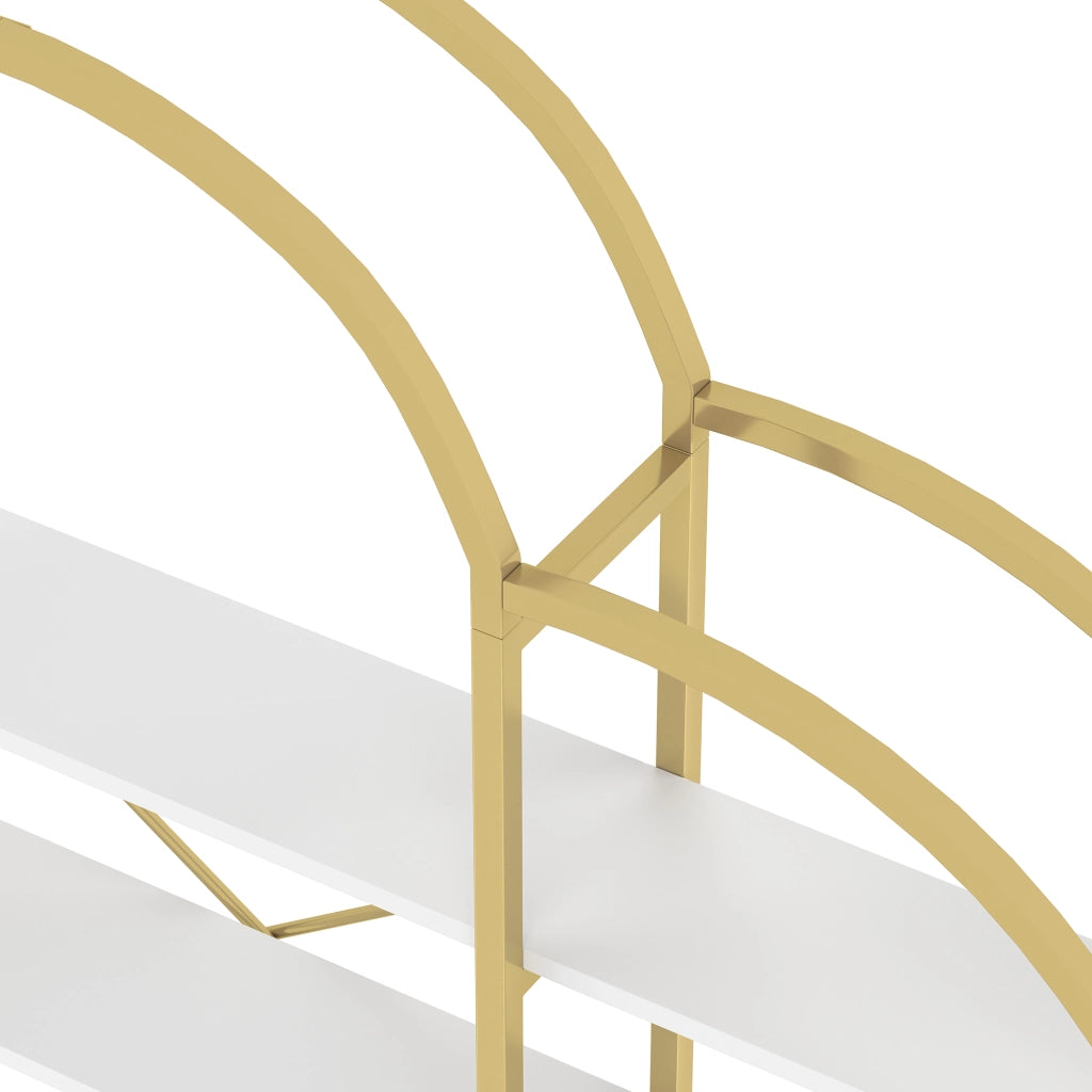 LIBRERIA 170x26x190 cm 5 ripiani MDF e metallo bianco e oro