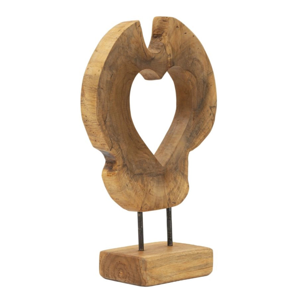 Scultura Cuore 7, Marrone, Legno, 28x10x38 cm