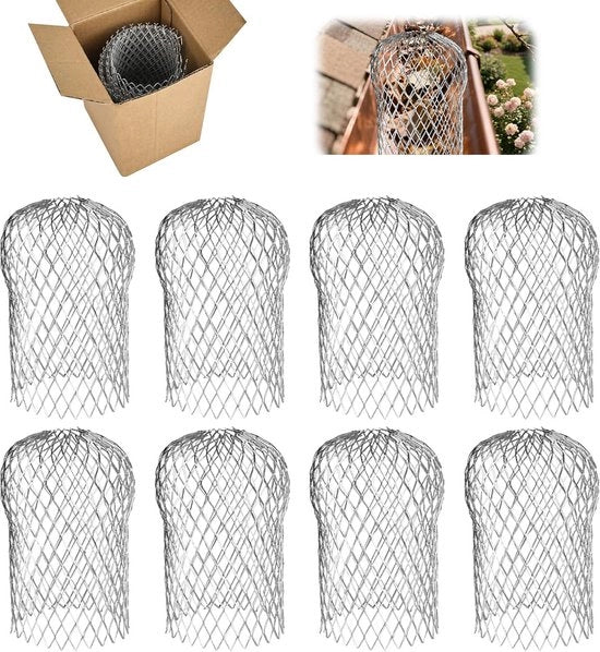Dakgootbladbescherming per regengoten - Filtro per drenaggio del tetto - Sieve per drenaggio del tetto espandibile - 8 pezzi
