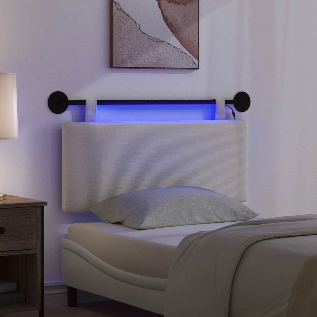 Testiera sospesa Con luce LED Crema Tessuto in Cords 3424292