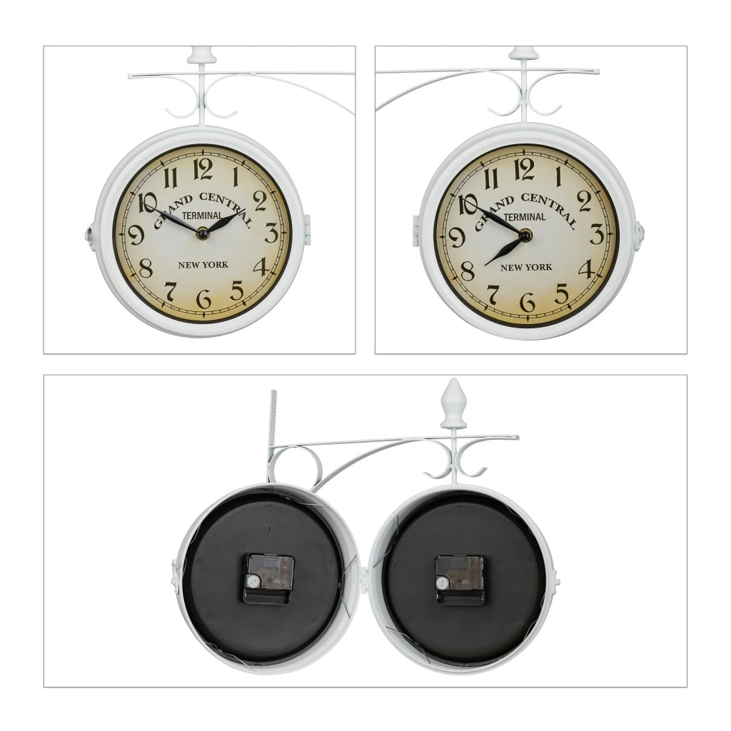 Pratico orologio da parete retrò design vintage 30 x 30 cm atmosfera accogliente in plastica bianca 13_0013299