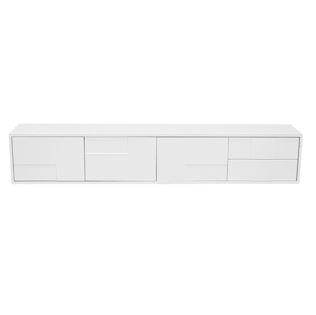 Mobile TV 170 cm con 3 ante e 2 cassetti in MDF e truciolare bianco