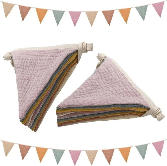 Decorazione per camera da letto bambino - slittino decorativo a due facce con bandierine colorate - slittino di tessuto per lettino per bambini