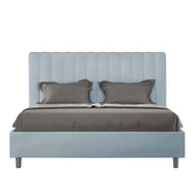 Letto una piazza e mezza senza rete imbottito 130x200 microfibra azzurro Agueda