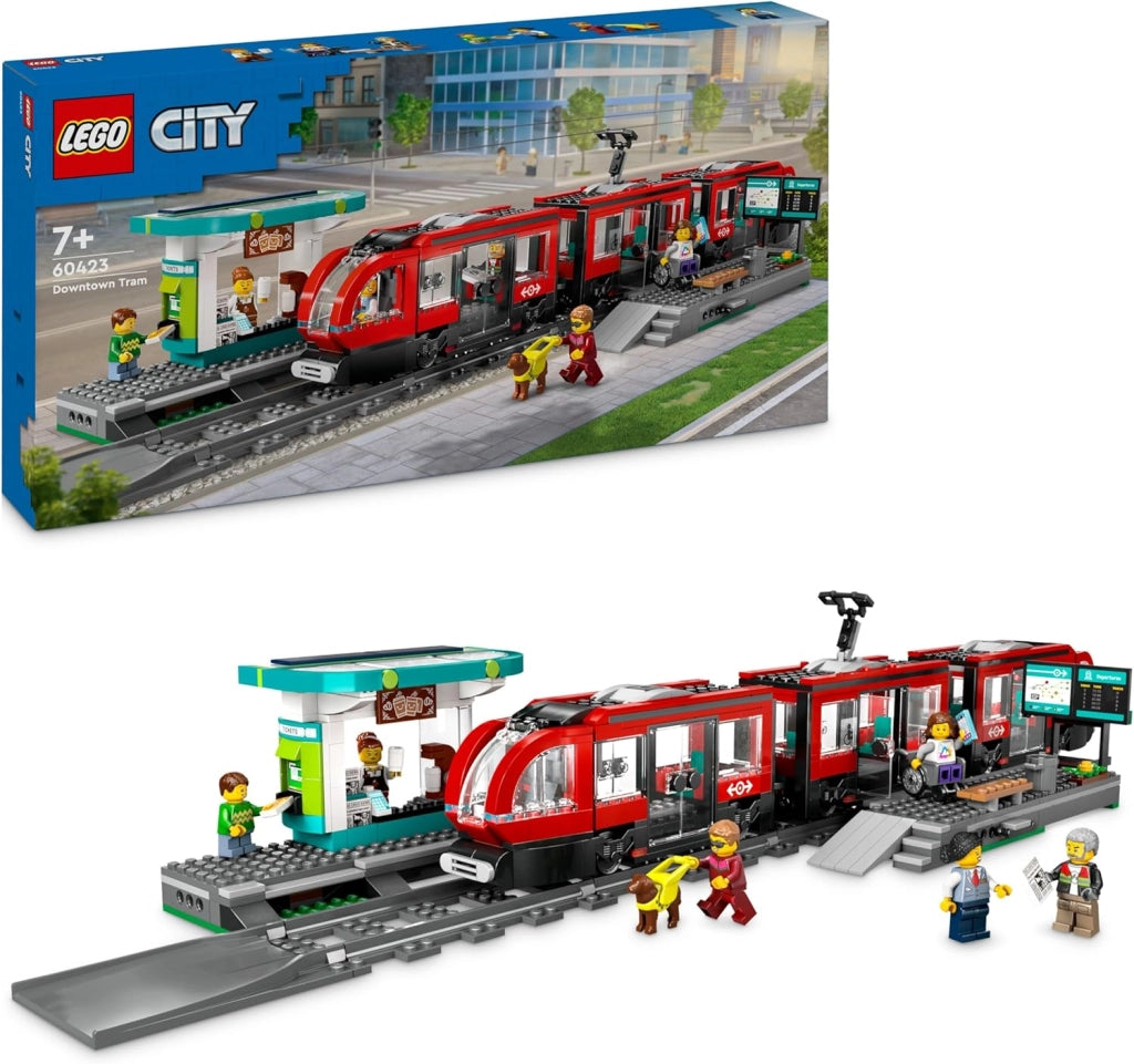 LEGO City Tram e Fermata del Tram, Treno Giocattolo da Costruire con Stazione e Vagoni Ferroviari,Eta 7+