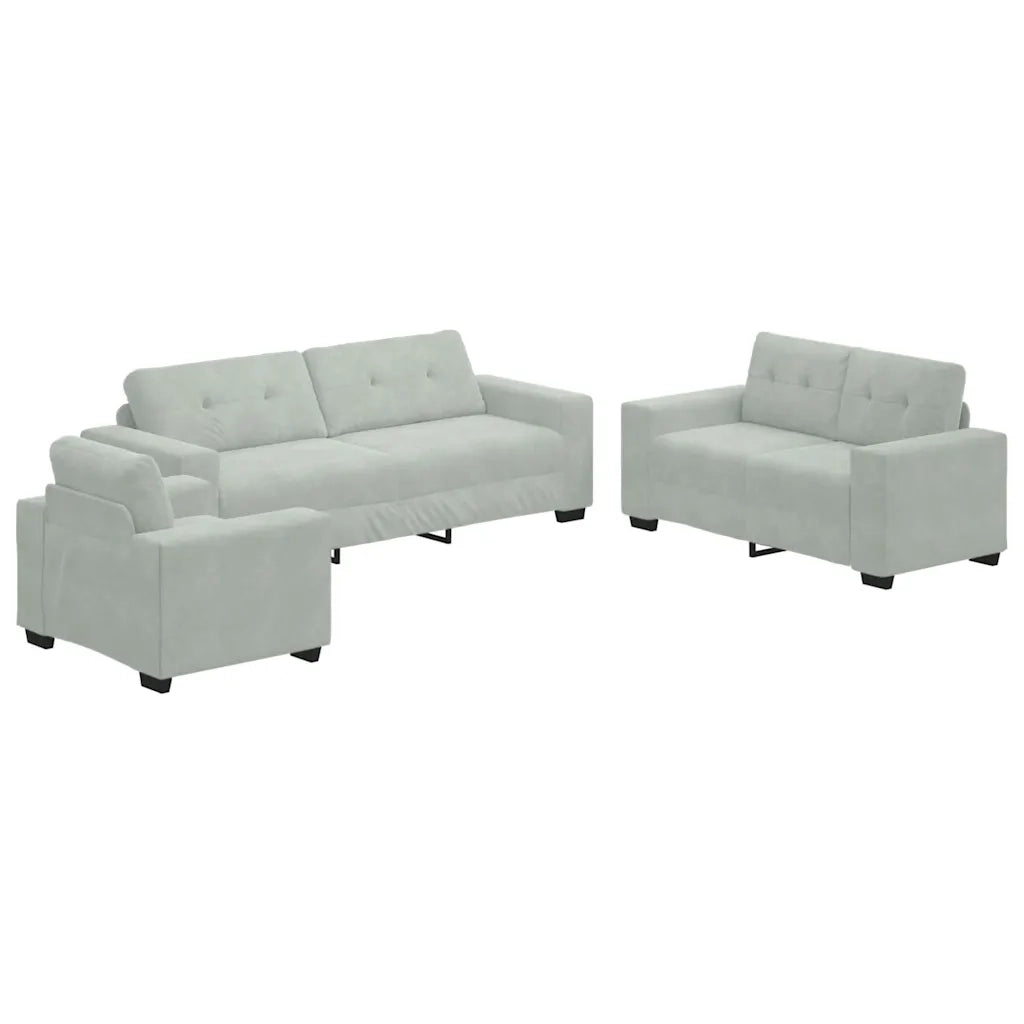Set di divani 3 pcs Grigio chiaro 221 x 80 x 80 cm Velluto 3324639