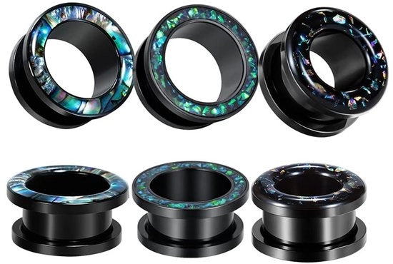 Piercing sierade in acciaio inossidabile - Nero - Espansione - Adatto per adulti di entrambi i sessi - 0g-1