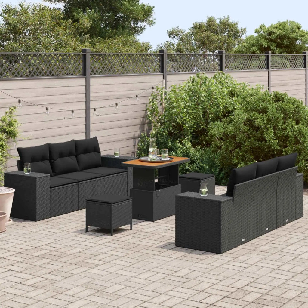 Set Divano da Giardino 9 pcs Nero Rattan in Polipropilene 3363909