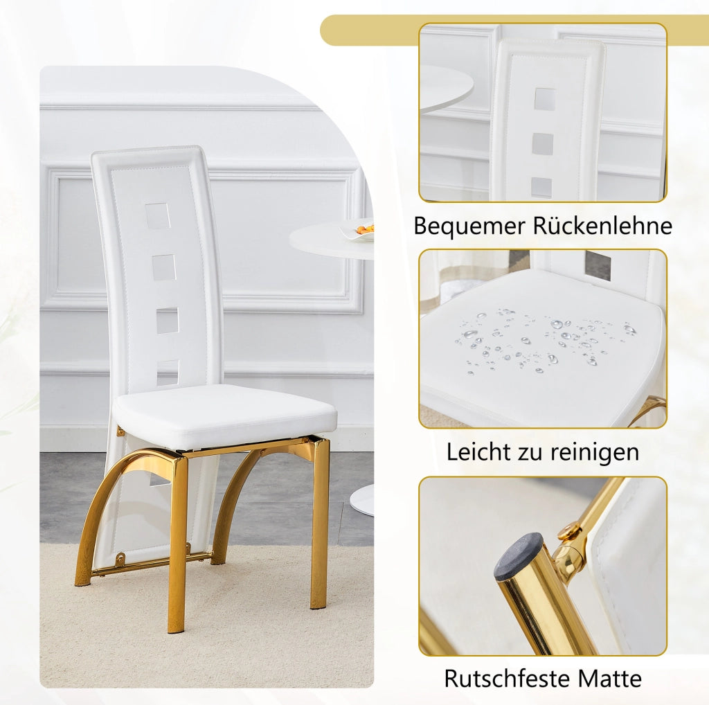 SEDIE Set da 2 pezzi con schienale traforato 102,5 cm PU bianco e metallo oro