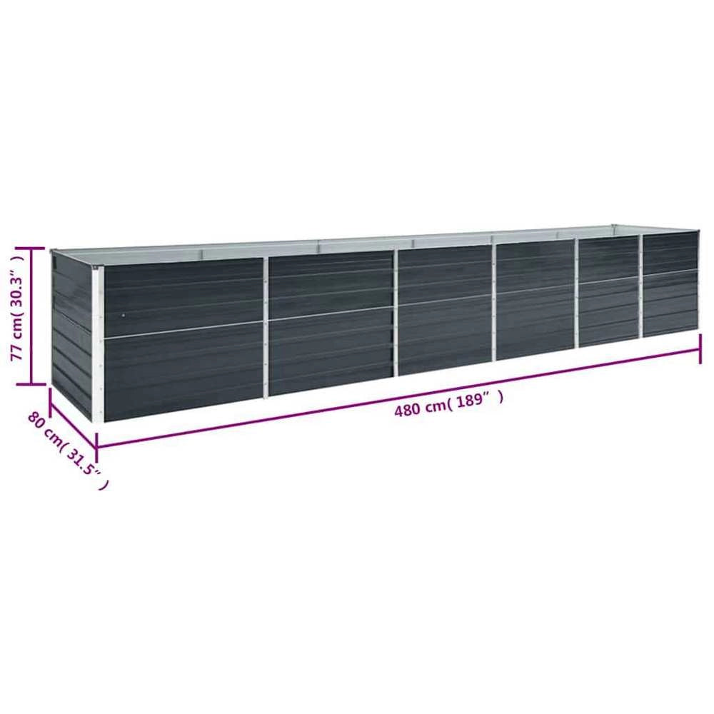 Garden Raised Bed Galvanized Steel 480x80x77 Cm Anthracite