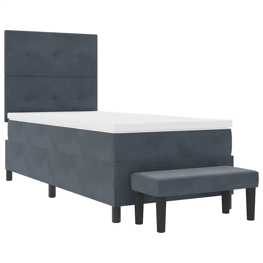 Letto a molle con materasso Grigio scuro 80 x 200 cm Velluto