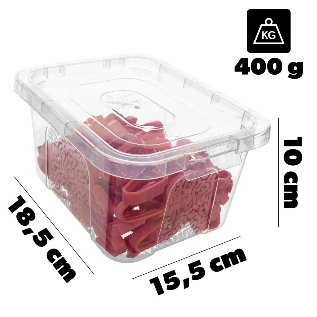 Mollette per bucato KADAX, set da 50 pezzi + contenitore con coperchio