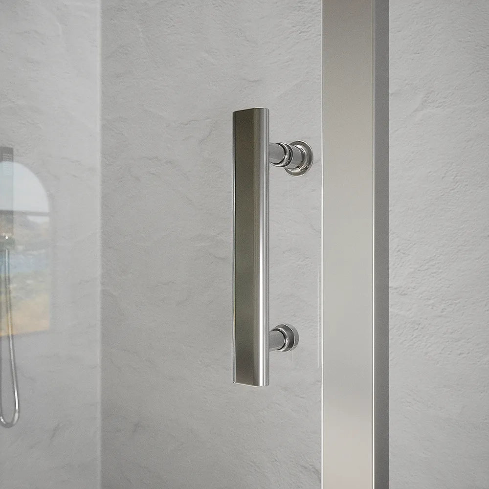 Box doccia angolare 140x65cm vetro trasparente, con apertura scorrevole e parete fissa h190cm | Tenerife