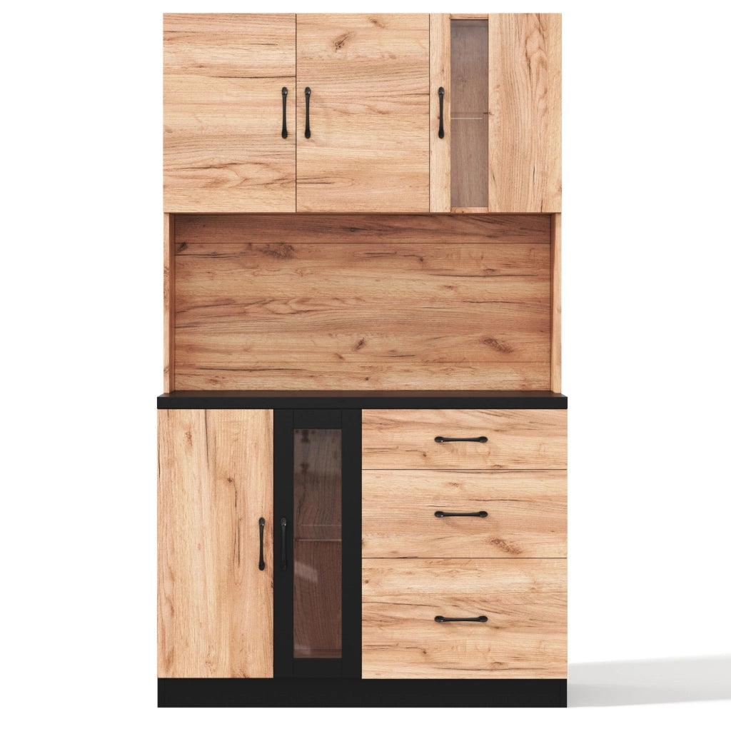 Mobile colonna da cucina in MDF con LED, prese, cassetti e ripiani regolabili