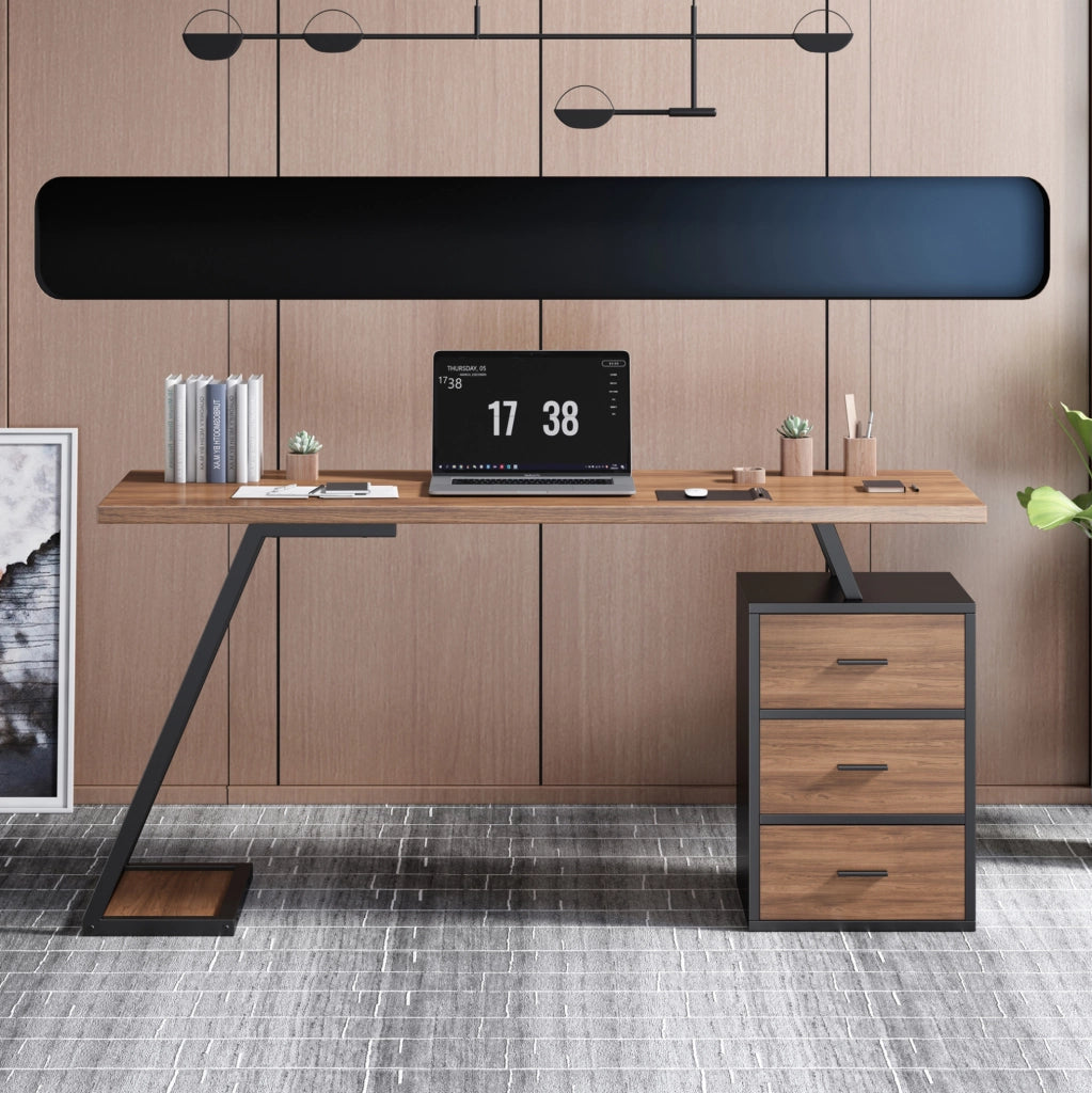 Scrivania con contenitore regolabile e supporto PC, 135,5 cm