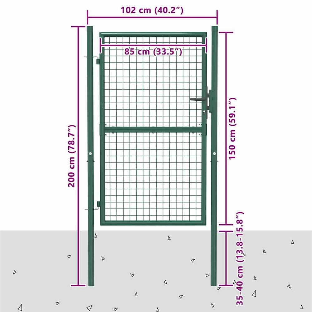 Steel Fence Gate 100x150 Cm Green
