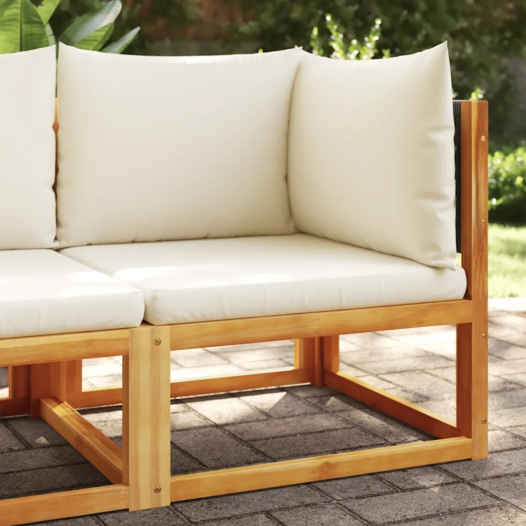 Divano da giardino angolare con Cuscini-Sofa da Giardino-Divano da esterno in legno di acacia e rattan 515039