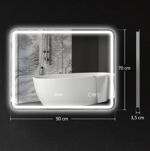 Specchio bagno LED Bluetooth antiappannamento argento