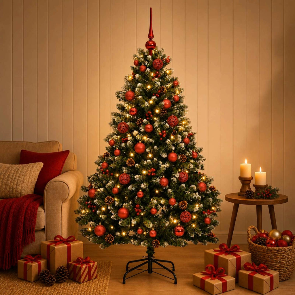 Albero di Natale artificiale verde con palline 180 cm 300 LED 3466885