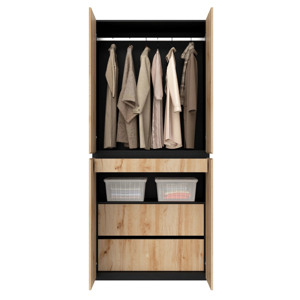 Armadio con cassetto portagioie asta appendiabiti e ripiano superiore MDF e pannello truciolare rovere 90 × 50 × 200 cm