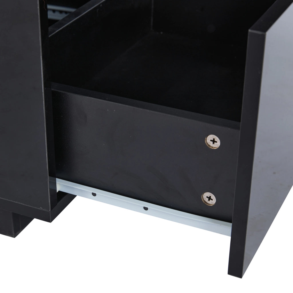 Tavolino da caffè LED 100x50x35 cm con 2 cassetti in MDF e acrilico; nero lucido