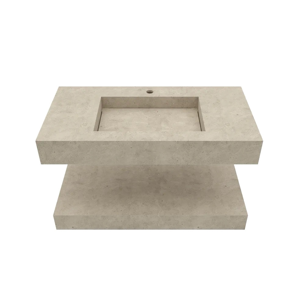 Lavabo sospeso con vasca a sinistra in hpl 120cm effetto cemento | Baikal