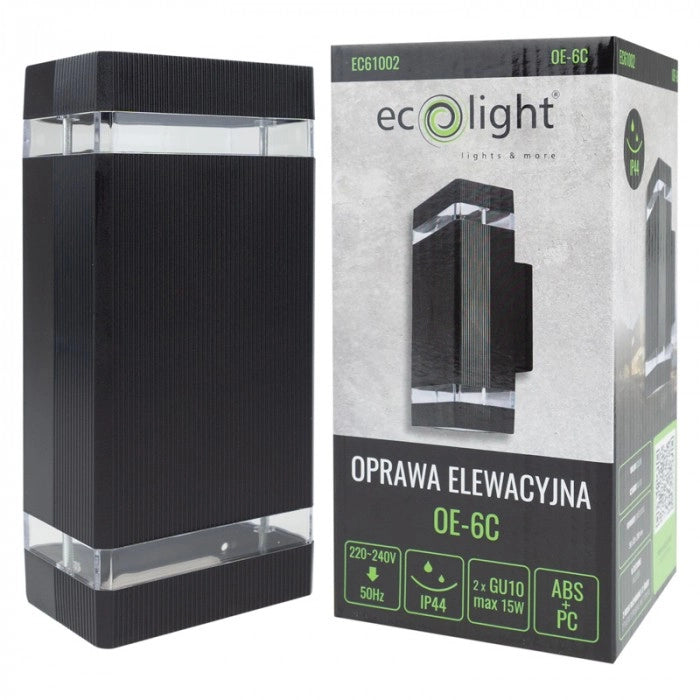 Applique esterna nera moderna 2xGU10 15W IP44 Ecolight