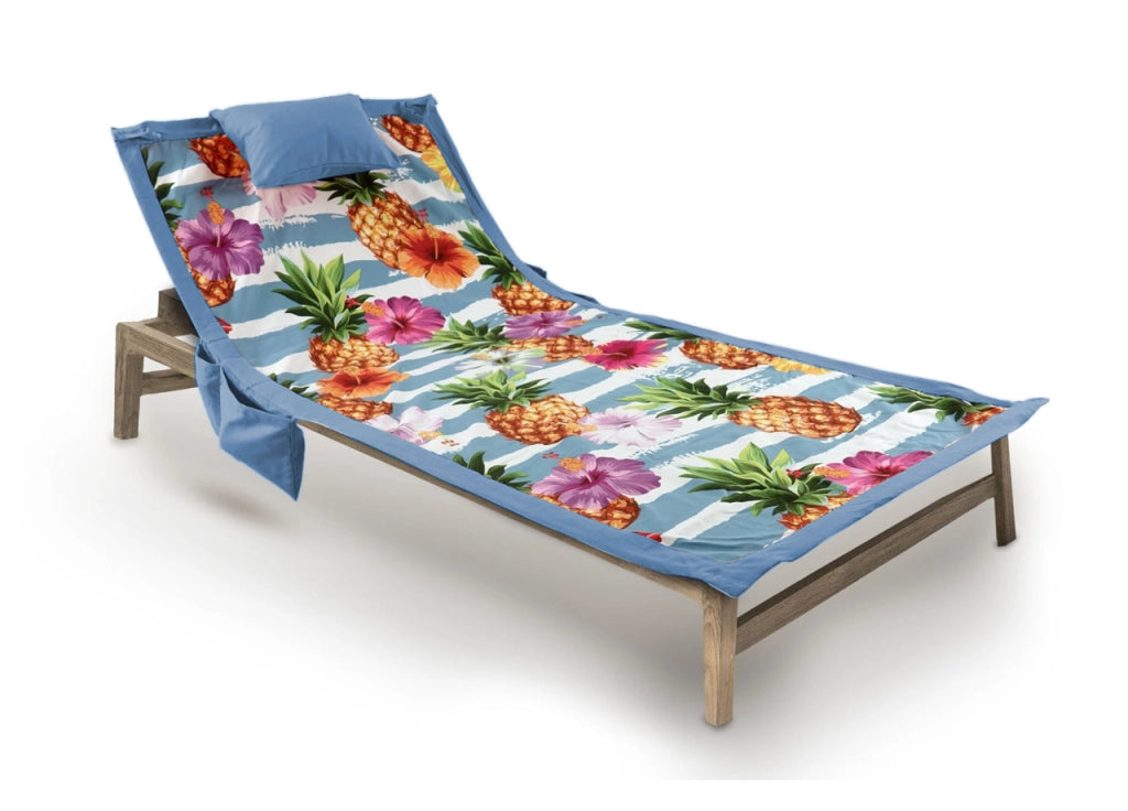 Telo Mare Da Lettino Con Cuscino Modello Comodo Summer Disegno Ananas