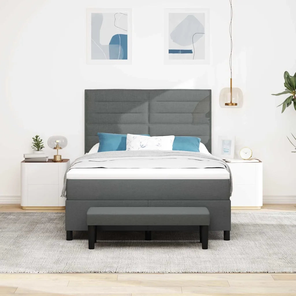 Letto a molle con cuscino Grigio scuro 140 x 190 cm Tessuto 3343989