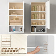 Mobile bagno da parete bianco con 1 anta e ripiani regolabili in MDF