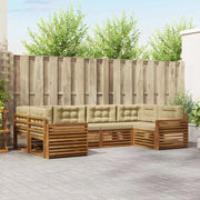 Set di divani da esterno con cuscino 6 pcs Naturale e Beige 3374028