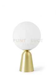 LUNAR LAMPADA DA TAVOLO MEDIA D.20CM SFERA BIANCA MONTATURA OTTONE CON DIMMER ATTACCO G9