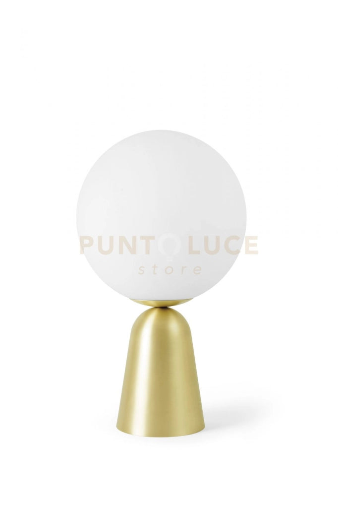 LUNAR LAMPADA DA TAVOLO MEDIA D.20CM SFERA BIANCA MONTATURA OTTONE CON DIMMER ATTACCO G9