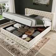 letto imbottito velluto beige 140 x 200 cm