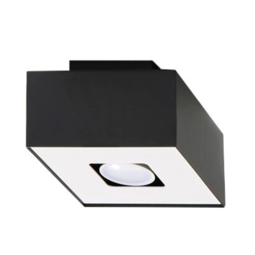 Lampada da soffitto monocromatica blu zaffiro quadrata in acciaio minimalista 14x14x11 cm