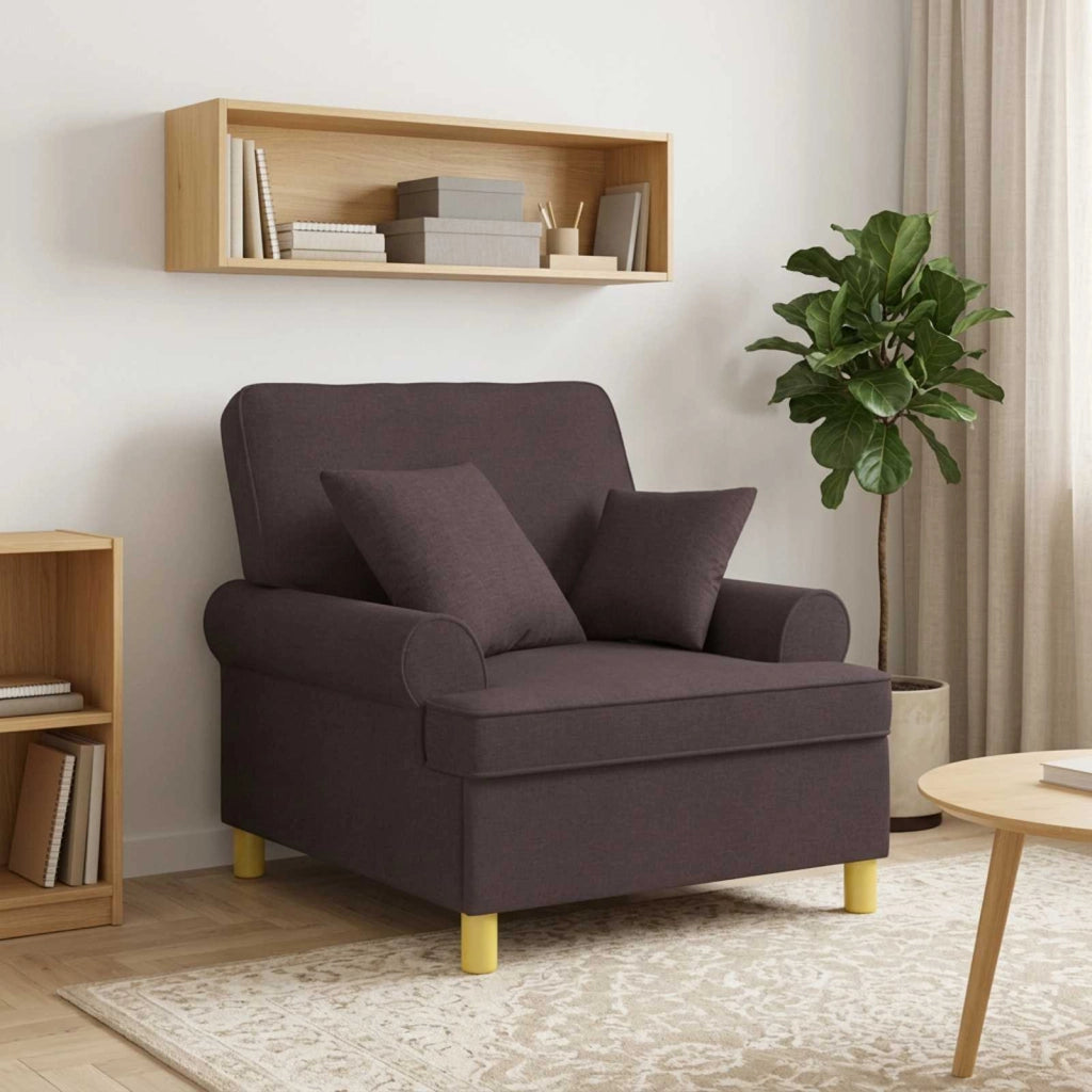 Poltrona XL con Cuscini Marrone Scuro Tessuto 42043487