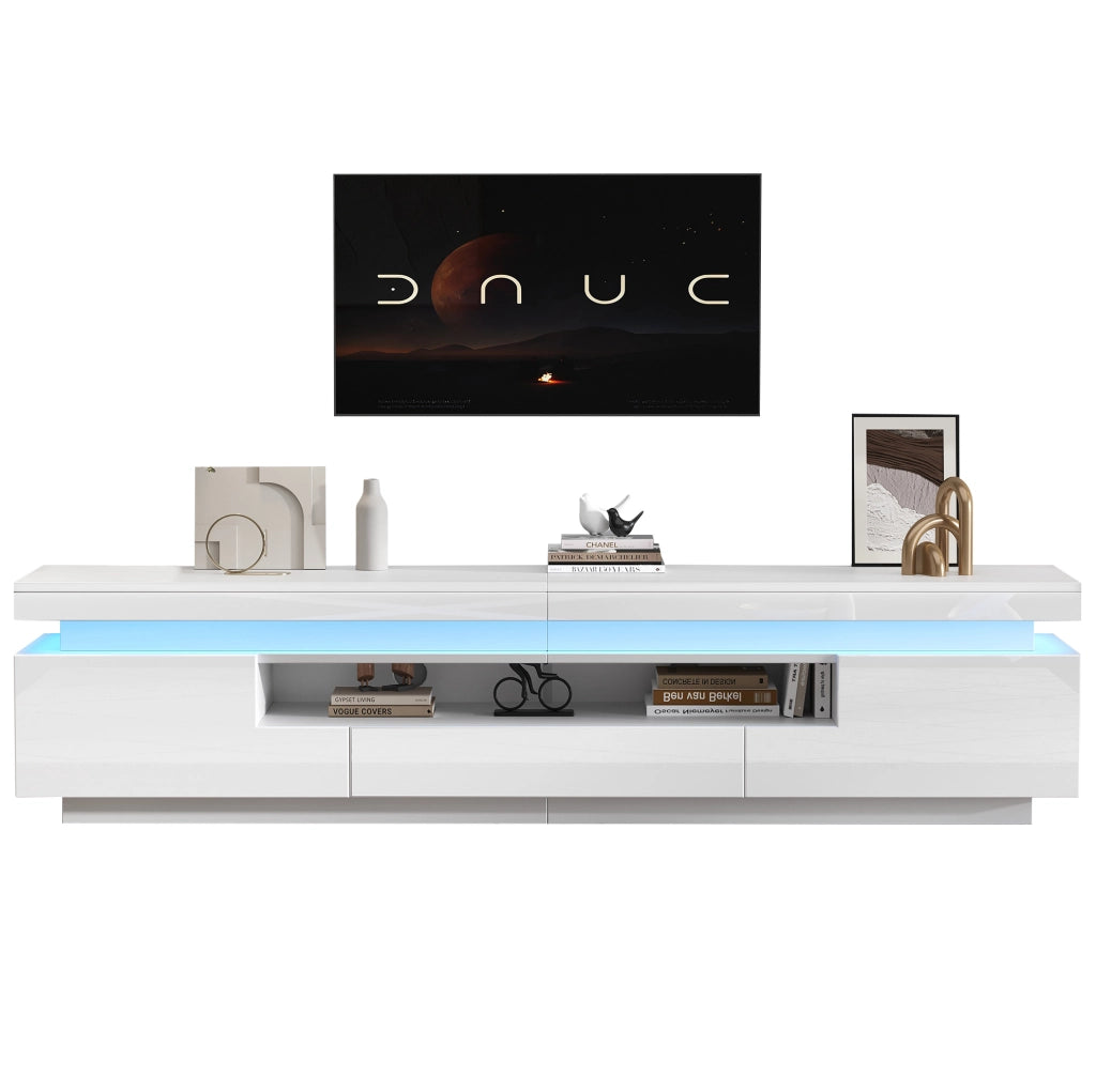 Mobile TV da terra LED bianco 175x38x45 cm con 2 armadi e cassetto