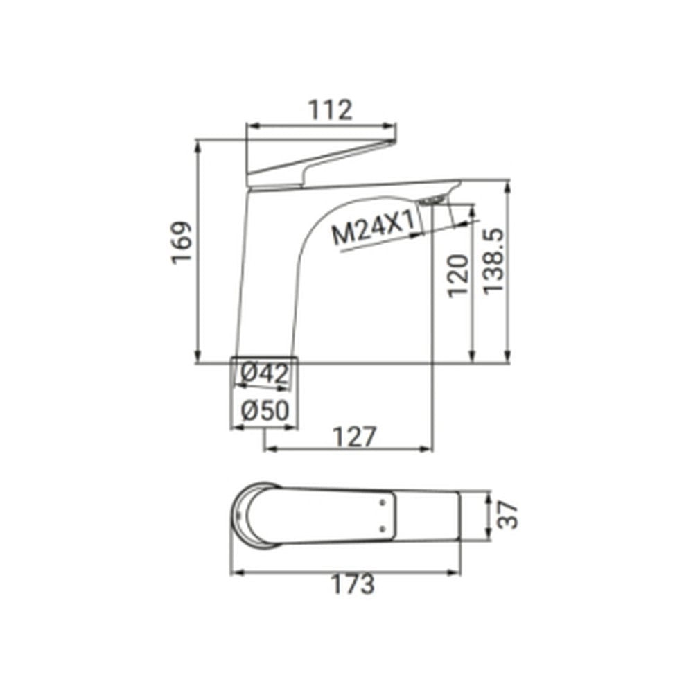 Miscelatore Lavabo Dynamic Gungrey Ø 26 mm | Idro-Bric