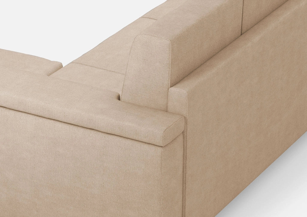 Divano 2 Posti con Pouf 168x145x85 cm Marrak in Tessuto Beige