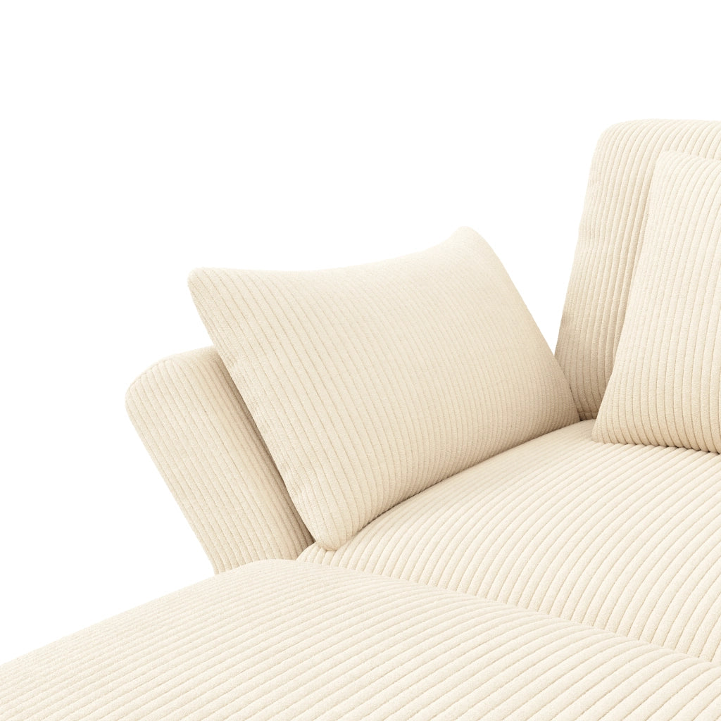 Divano angolare modulare 290x159,5 cm con 2 pouf e braccioli regolabili beige
