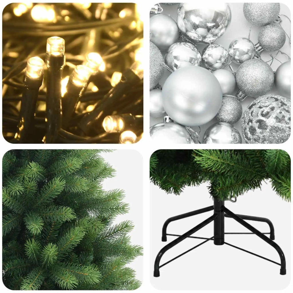 Albero di Natale Artificiale con Palline 150 cm 150 LED 3465992