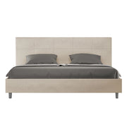 BS COM Letto matrimoniale king size contenitore imbottito 200x210 microfibra sabbia