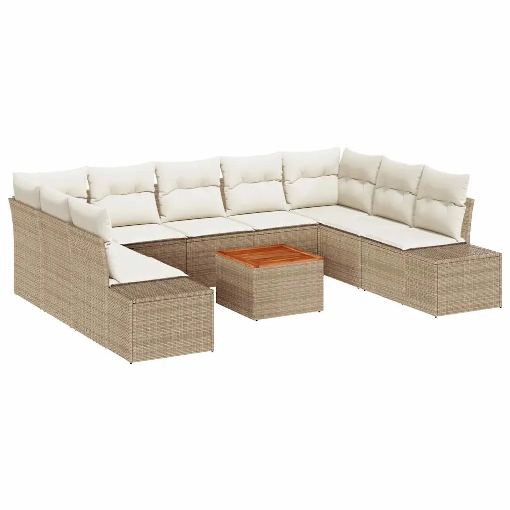 Set Divano da Giardino 10 pcs Beige e bianco