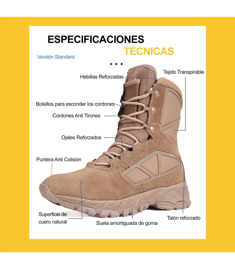 LEOPARD - Stivale Militare Professionale con Cerniera | Ultra Leggero | Antiscivolo