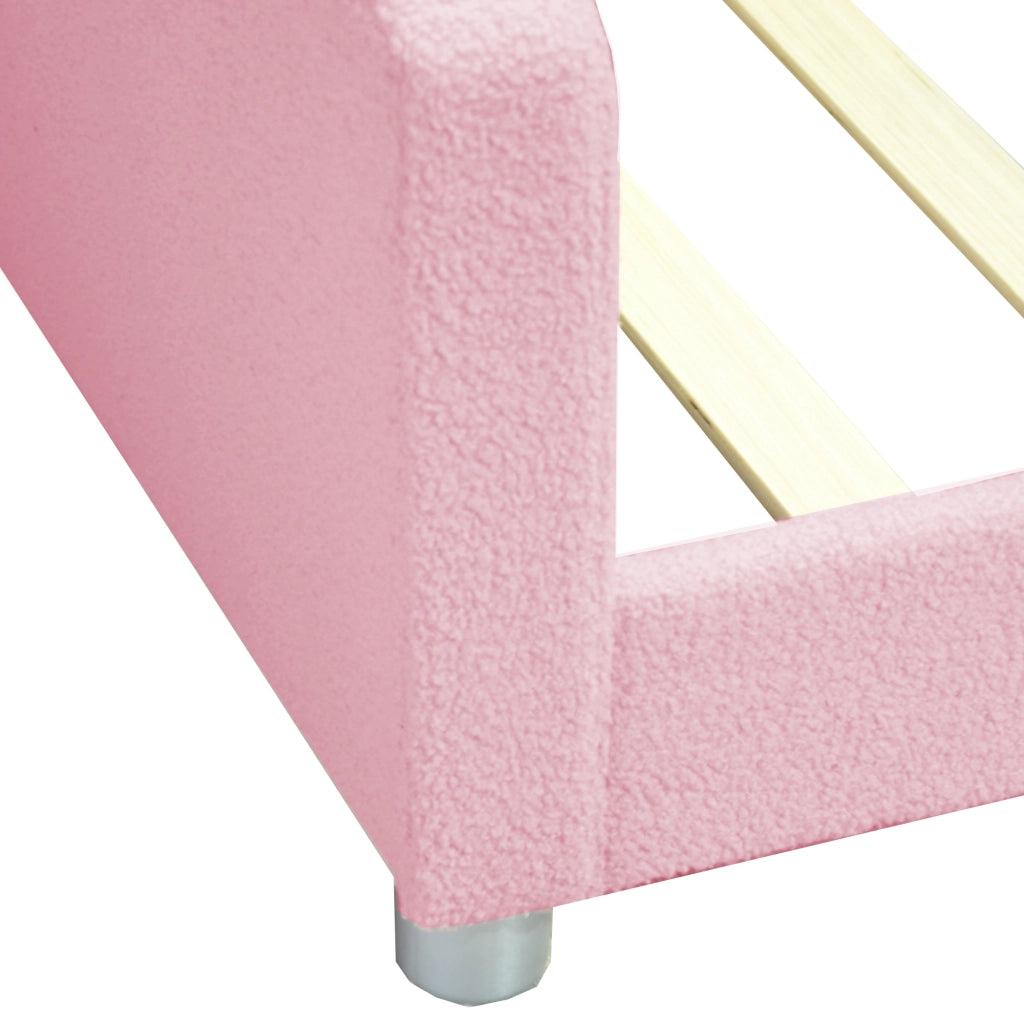 Letto per bambini imbottito rosa con schienale e braccioli struttura a doghe in legno portata 120 kg